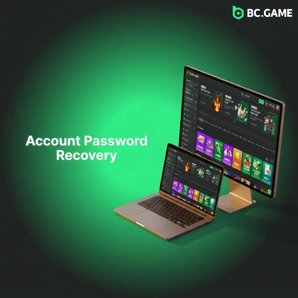 BC Game account password recovery steps on login screen with email or phone verification process