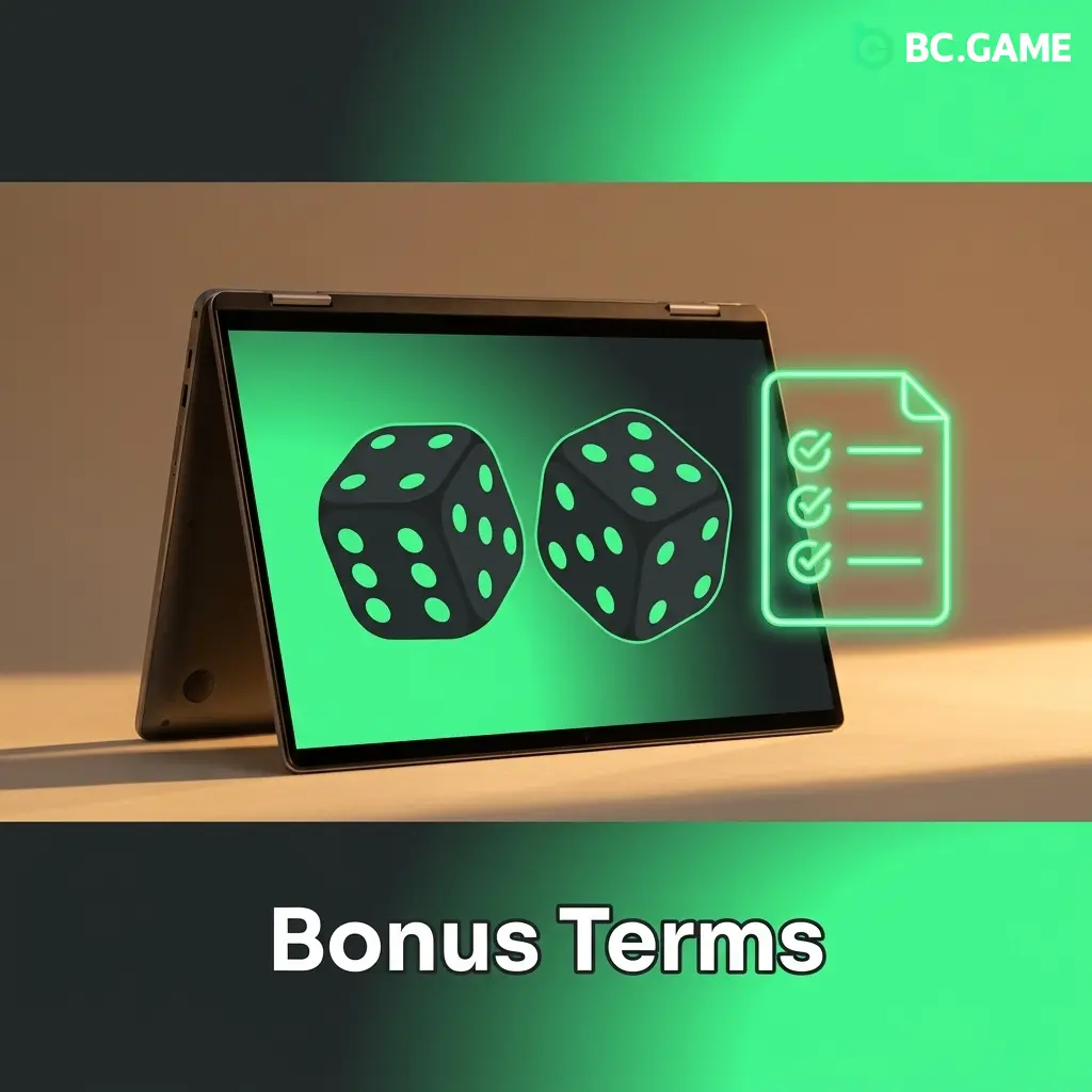 BC Game bonus terms overview showing wagering requirements, eligibility rules, and conditions for UK and eligible region players