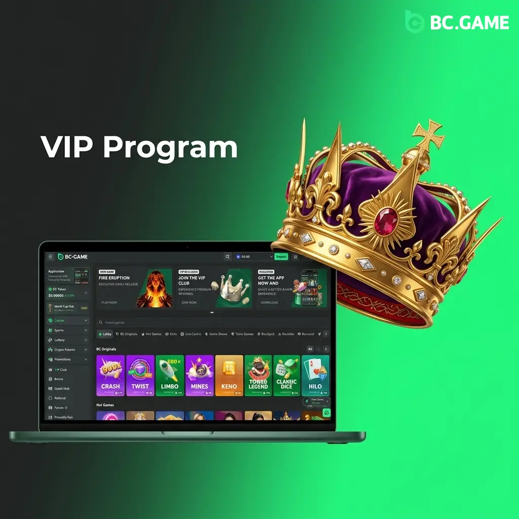 BC Game tiered VIP loyalty program levels from Rookie to Super Hero with rakeback rewards and exclusive benefits