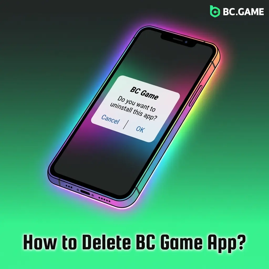 Step-by-step guide showing how to delete the BC Game app on Android and iOS devices