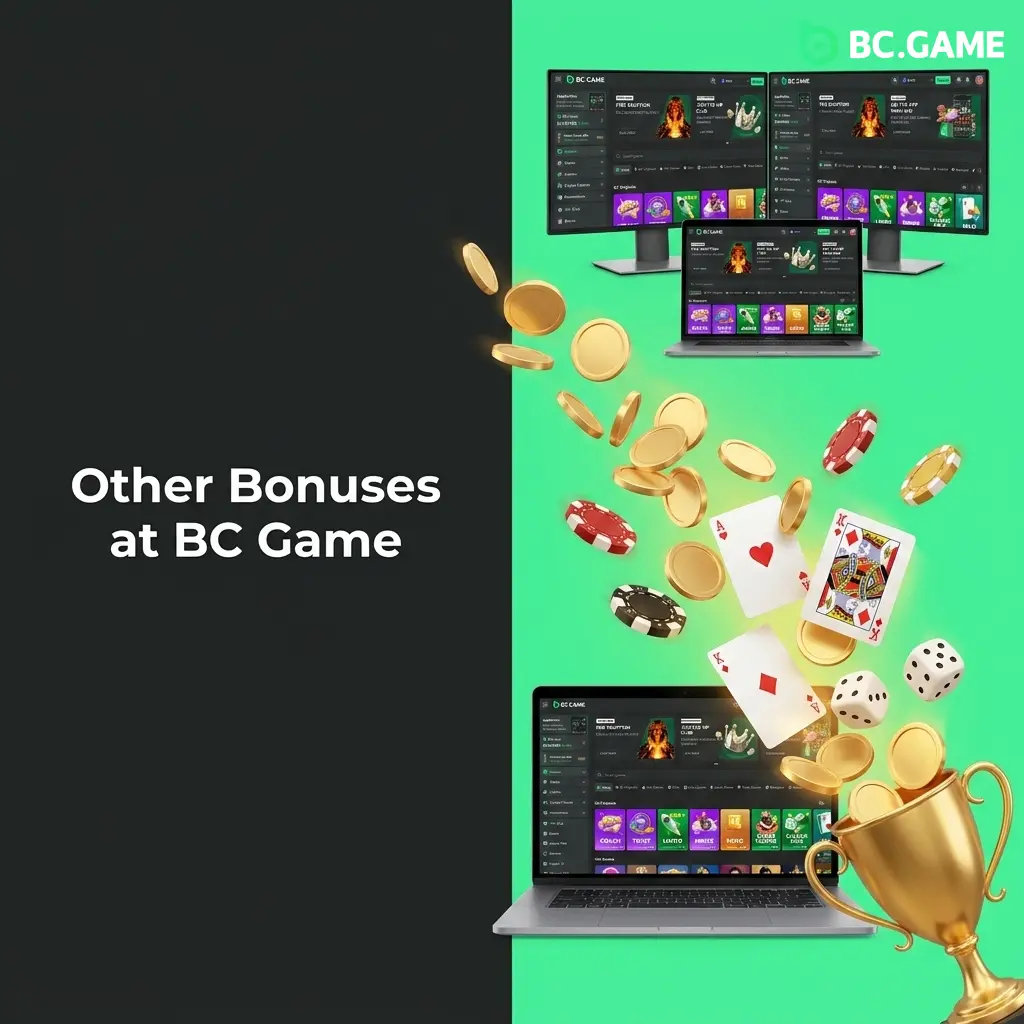 BC Game ongoing bonuses including recharge, rakeback, VIP level-up rewards, lucky spin, BCD tokens, and referral program